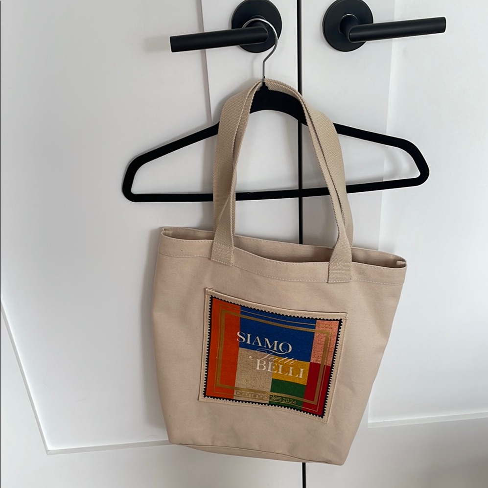 Beige Canvas Tote Bag Italian Good Quality